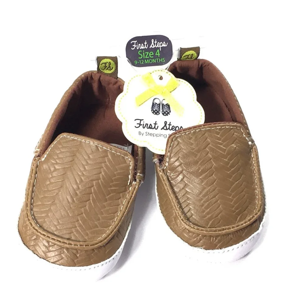 2 NWT First Steps 9M 12M Baby Shoes Boys Moccasins Loafers 4 Blue Brown Toddler
